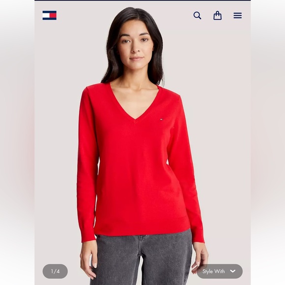 NWT Tommy Hilfiger V-Neck Sweater - Picture 1 of 5